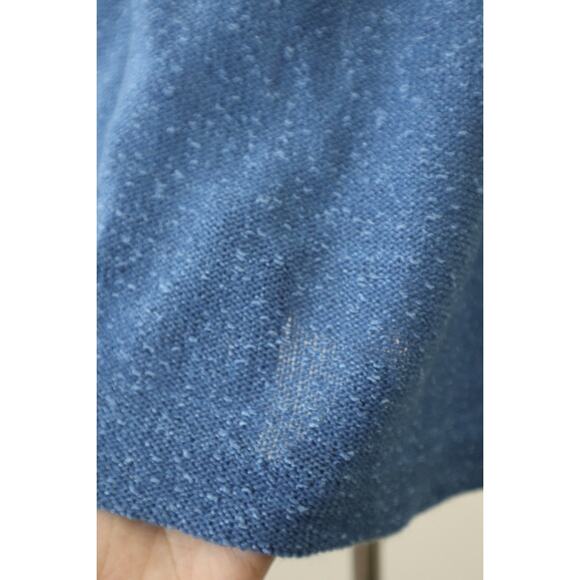 Vintage 1970s It's Pure Gould Nubby Knit Midi Skirt Blue Elastic Waist - Picture 8 of 9